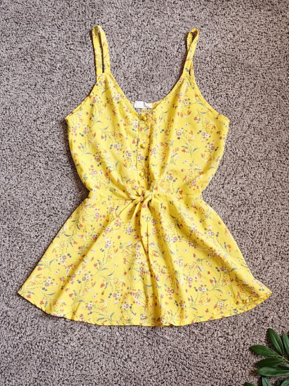 Sienna Sky Yellow Floral Cami Top | Tie Waist | Feminine Summer Blouse